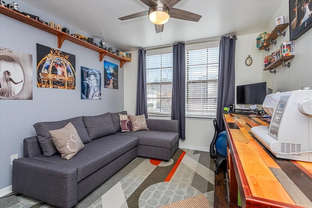 office featuring ceiling fan