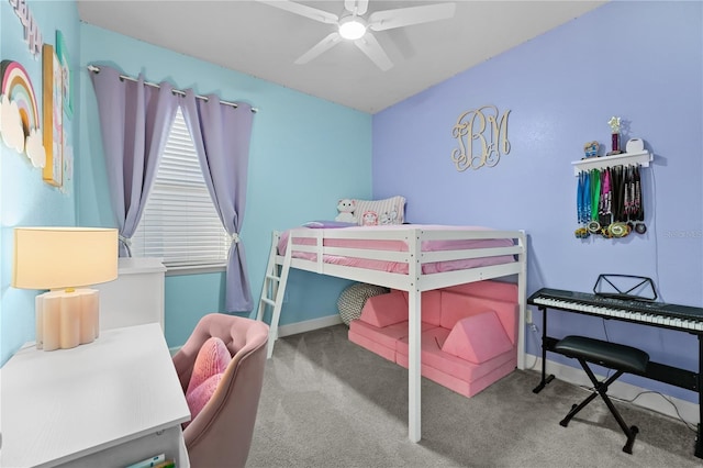 bedroom with carpet and ceiling fan