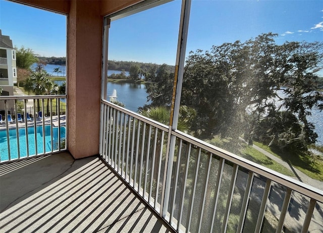 balcony with a water view