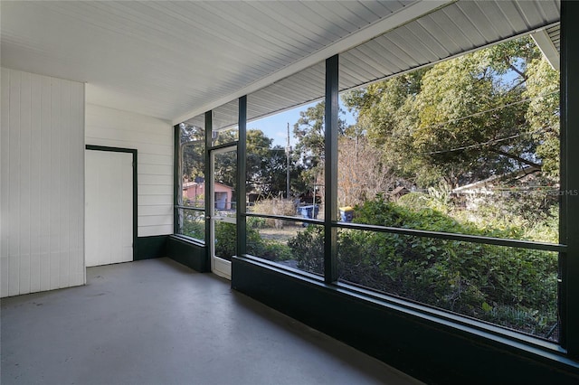 view of unfurnished sunroom