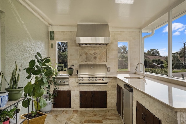 view of patio / terrace with sink, grilling area, and exterior kitchen