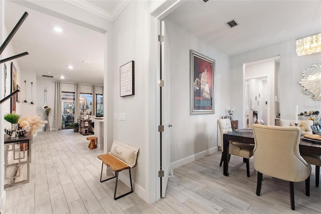 interior space featuring ornamental molding