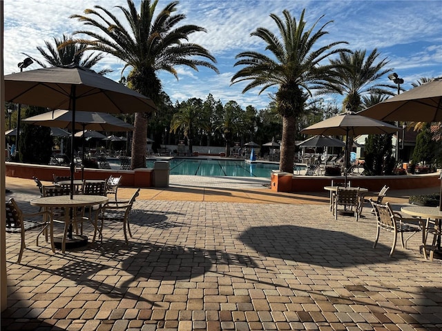 view of pool featuring a patio