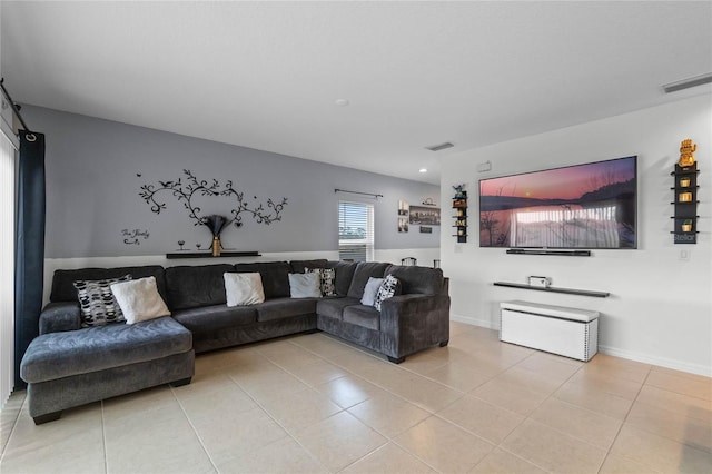 view of tiled living room