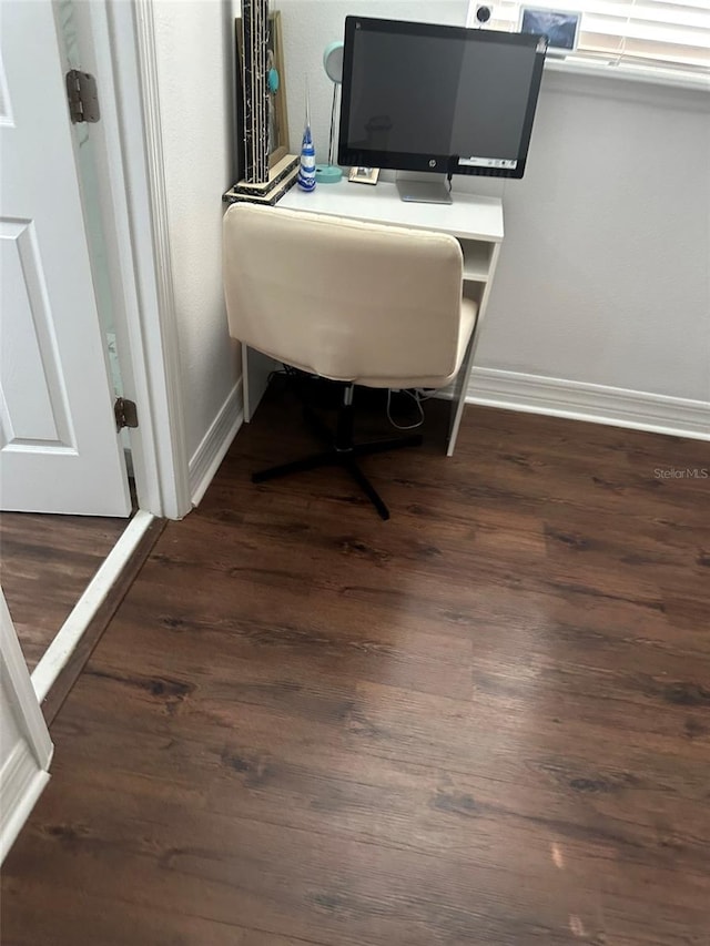 office featuring dark wood-type flooring