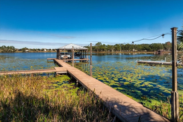 view of dock featuring a water view