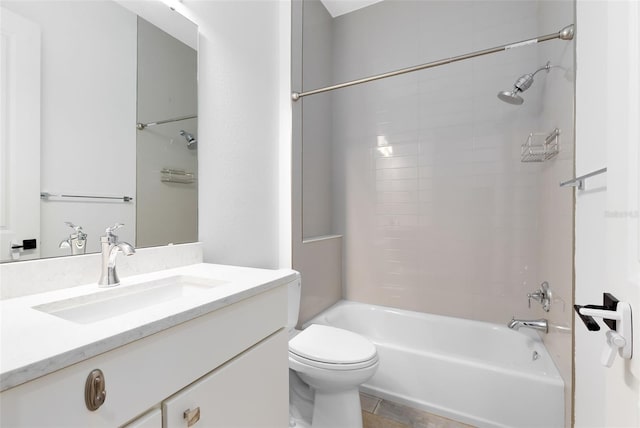 full bathroom featuring vanity, toilet, and tub / shower combination