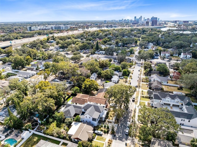 drone / aerial view with a view of city