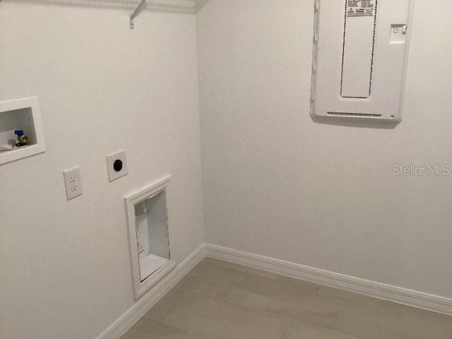 laundry area with hookup for a washing machine, tile patterned floors, and hookup for an electric dryer