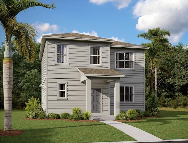 view of front facade with a front yard