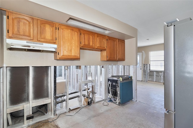 kitchen with stainless steel fridge