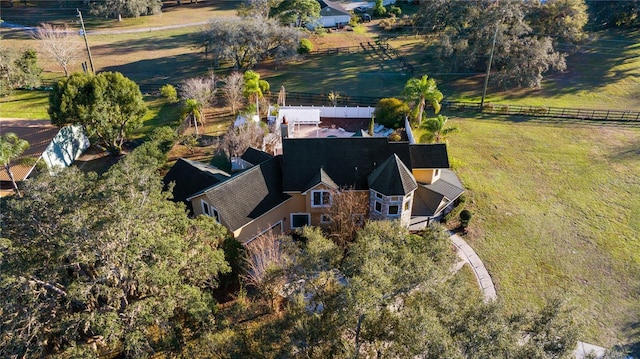 aerial view featuring a rural view