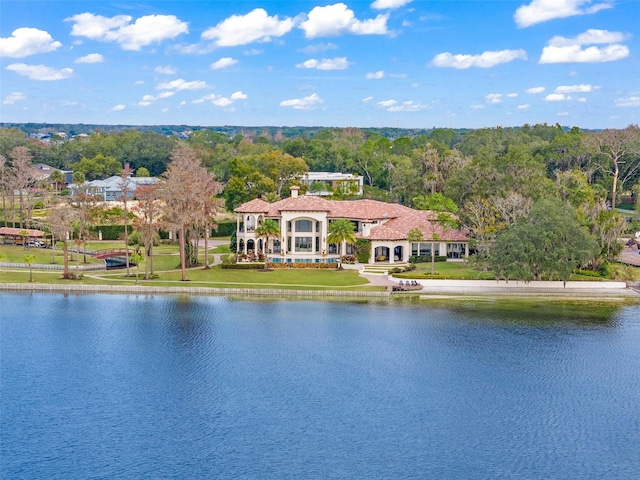 property view of water featuring a view of trees