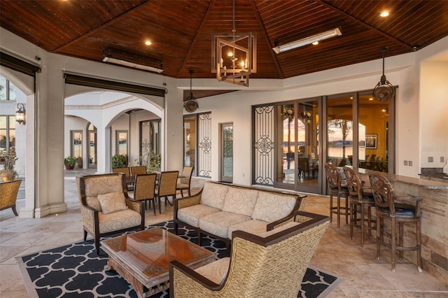 view of patio featuring an outdoor living space and outdoor dining area