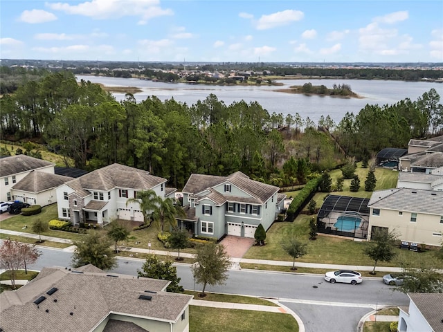 bird's eye view featuring a water view