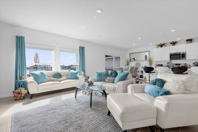 view of tiled living room