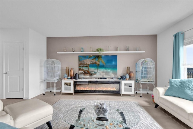 view of tiled living room