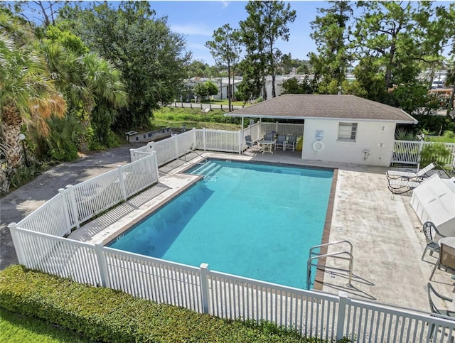 view of pool featuring a patio