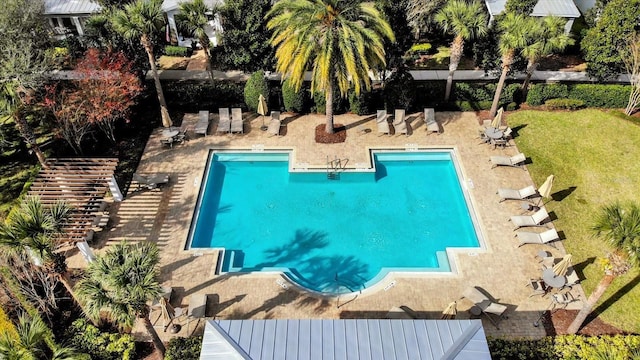 view of pool featuring a patio