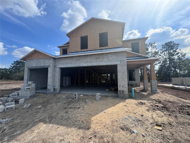 exterior space with a garage