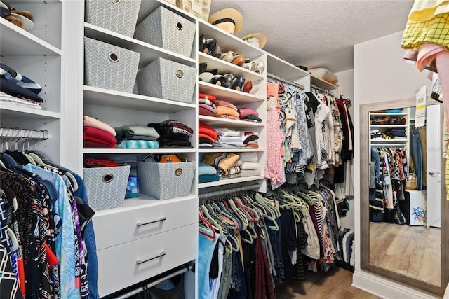 spacious closet featuring hardwood / wood-style floors