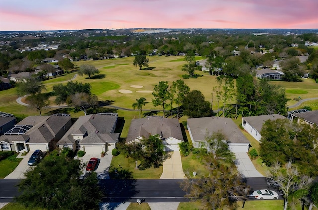 view of aerial view at dusk