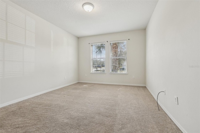 empty room featuring light colored carpet and a textured ceiling