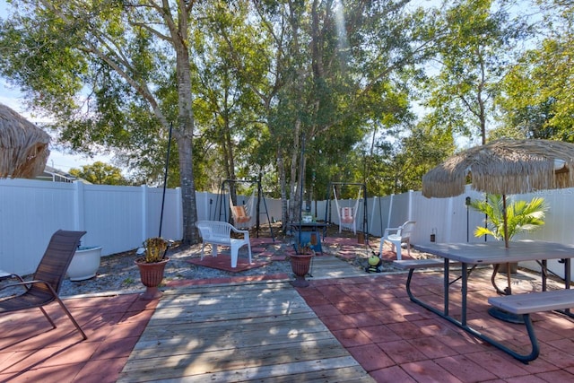 view of patio featuring a wooden deck