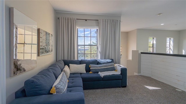 living room with carpet flooring