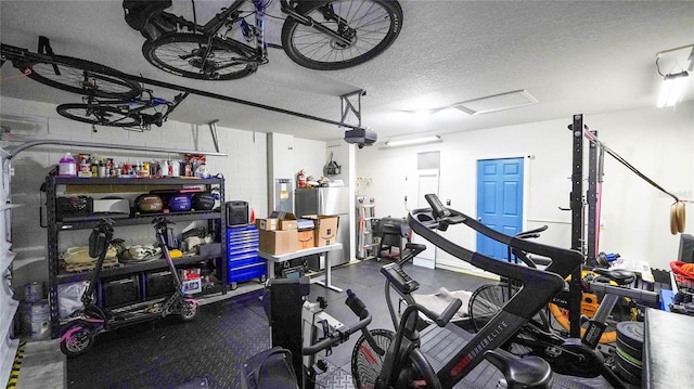 garage with a garage door opener