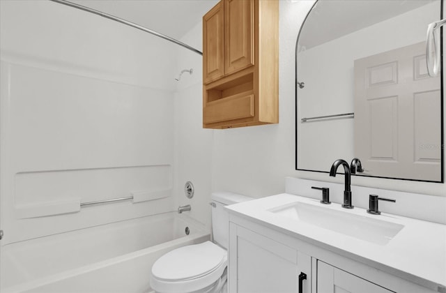 full bathroom featuring vanity, shower / washtub combination, and toilet