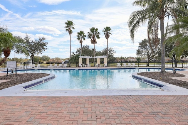 view of pool featuring a pergola