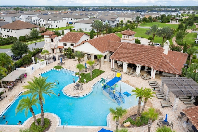 view of pool featuring a patio