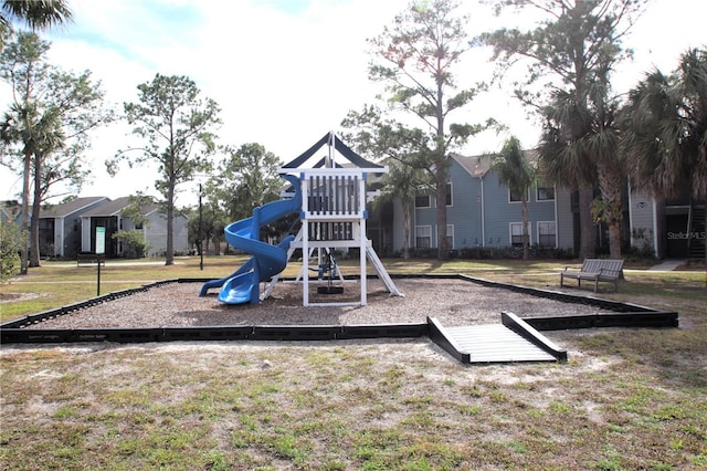 view of play area with a lawn