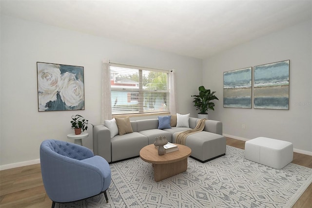 living area featuring light hardwood / wood-style flooring