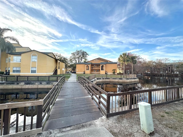 view of dock featuring a water view