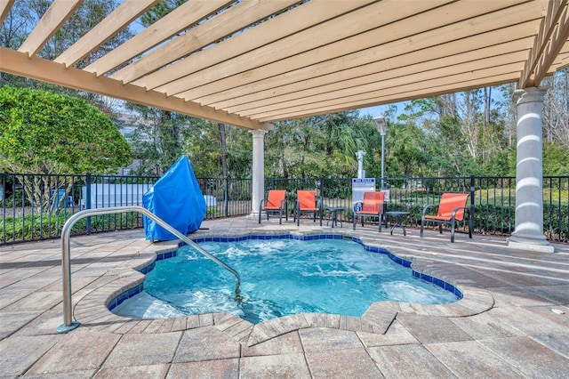 view of pool featuring a pergola and a patio area