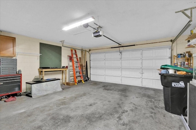 garage with a garage door opener