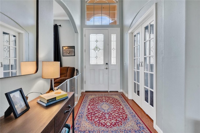 entrance foyer with a healthy amount of sunlight and wood-type flooring