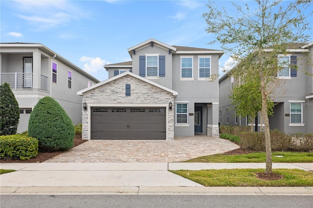 view of front of property with a garage