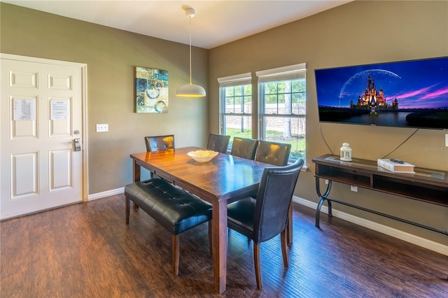 dining space featuring dark hardwood / wood-style flooring