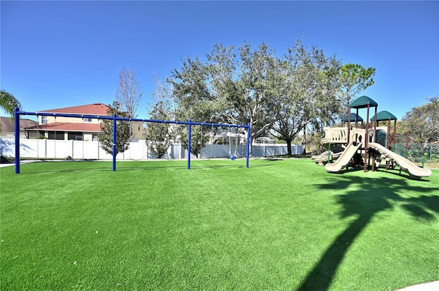 view of yard with a playground