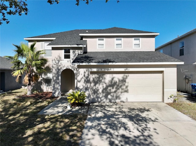 view of property with a garage