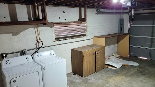 laundry room with independent washer and dryer and electric panel