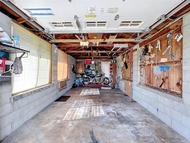 garage with a garage door opener