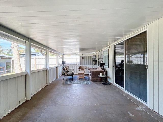 view of unfurnished sunroom