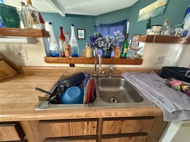 interior details featuring wooden counters