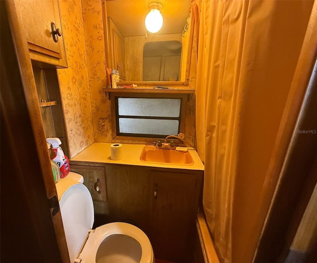 bathroom featuring vanity and toilet