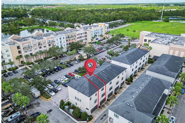 bird's eye view featuring a water view