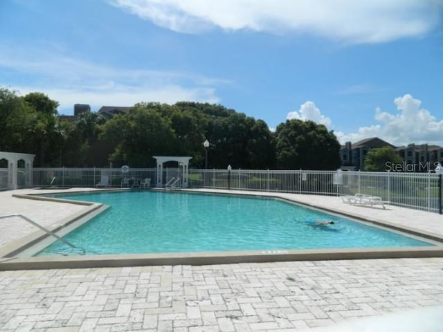 view of swimming pool with a patio area